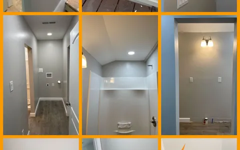 Modern light fixtures and a chandelier installed by Dibble Electrical in a Central Virginia home